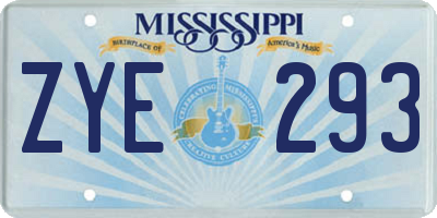 MS license plate ZYE293