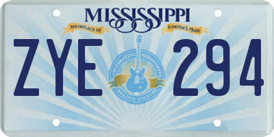 MS license plate ZYE294