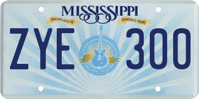 MS license plate ZYE300