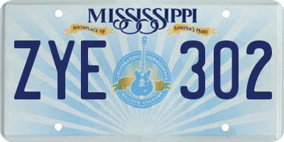 MS license plate ZYE302