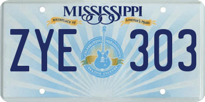 MS license plate ZYE303