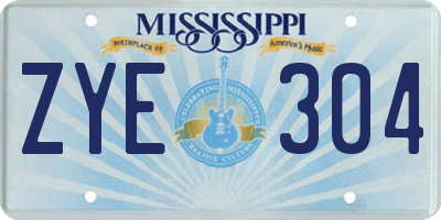 MS license plate ZYE304