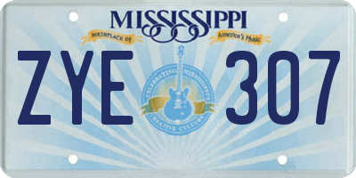 MS license plate ZYE307