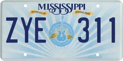 MS license plate ZYE311