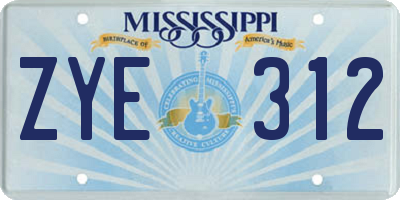 MS license plate ZYE312