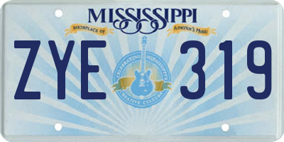 MS license plate ZYE319