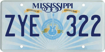 MS license plate ZYE322