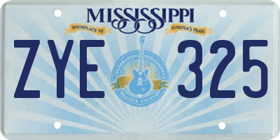 MS license plate ZYE325