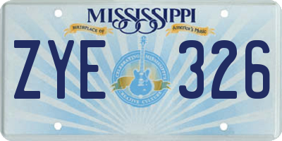 MS license plate ZYE326