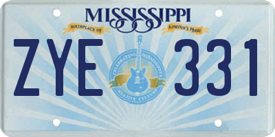 MS license plate ZYE331