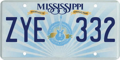 MS license plate ZYE332