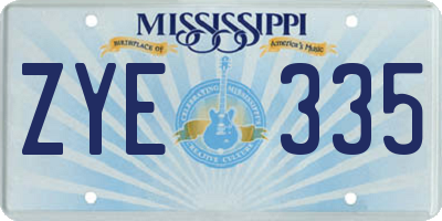 MS license plate ZYE335