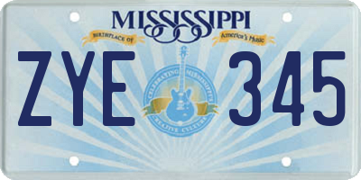 MS license plate ZYE345