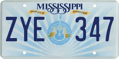 MS license plate ZYE347