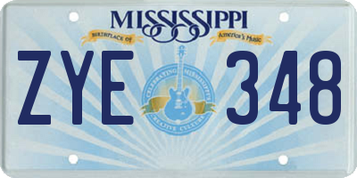 MS license plate ZYE348