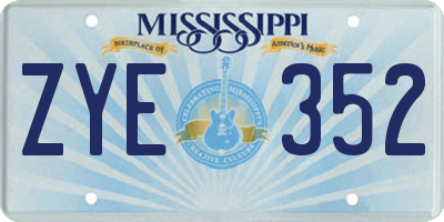 MS license plate ZYE352