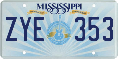 MS license plate ZYE353