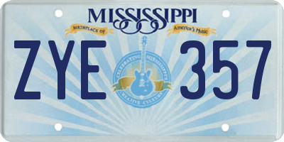 MS license plate ZYE357