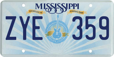 MS license plate ZYE359