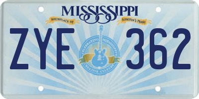 MS license plate ZYE362