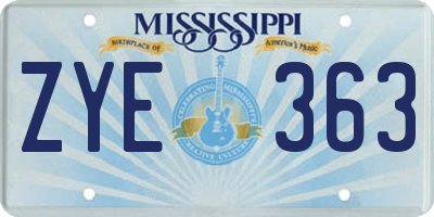 MS license plate ZYE363