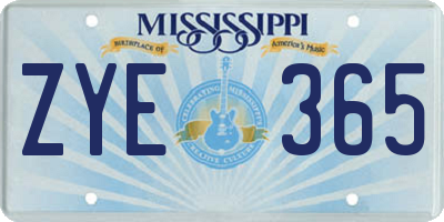 MS license plate ZYE365