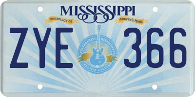 MS license plate ZYE366
