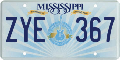 MS license plate ZYE367