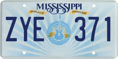 MS license plate ZYE371