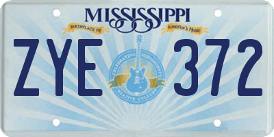 MS license plate ZYE372