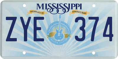 MS license plate ZYE374