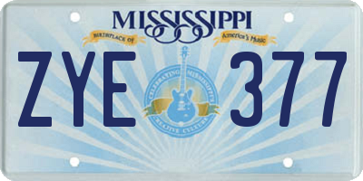 MS license plate ZYE377
