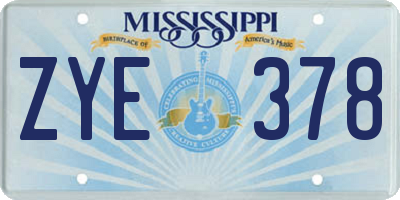 MS license plate ZYE378
