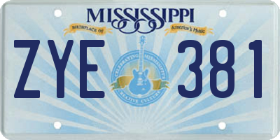 MS license plate ZYE381