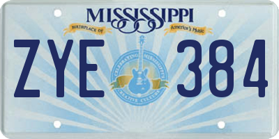 MS license plate ZYE384