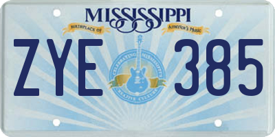 MS license plate ZYE385