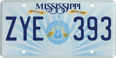 MS license plate ZYE393