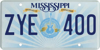 MS license plate ZYE400
