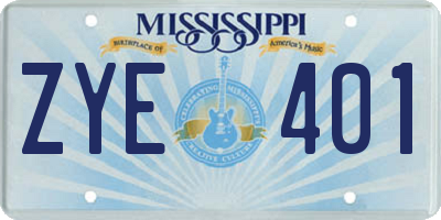 MS license plate ZYE401