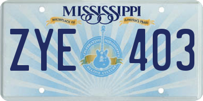 MS license plate ZYE403
