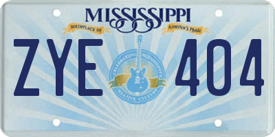 MS license plate ZYE404