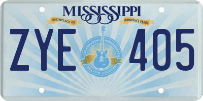 MS license plate ZYE405