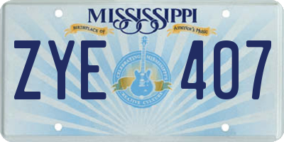 MS license plate ZYE407