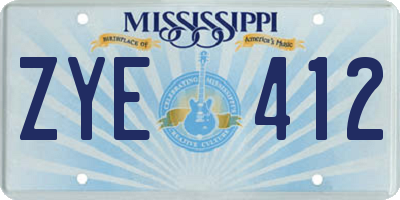 MS license plate ZYE412