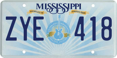 MS license plate ZYE418