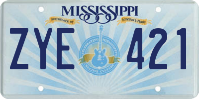 MS license plate ZYE421