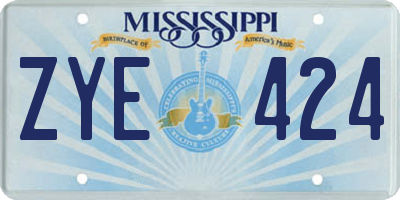 MS license plate ZYE424