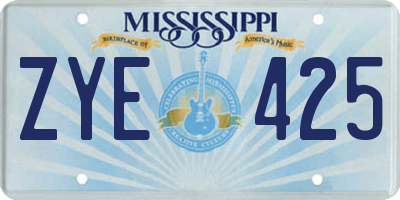 MS license plate ZYE425