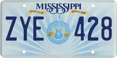 MS license plate ZYE428
