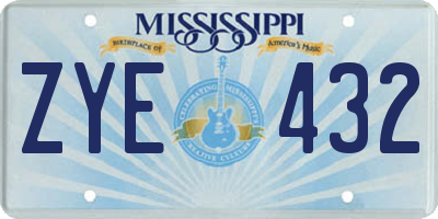 MS license plate ZYE432